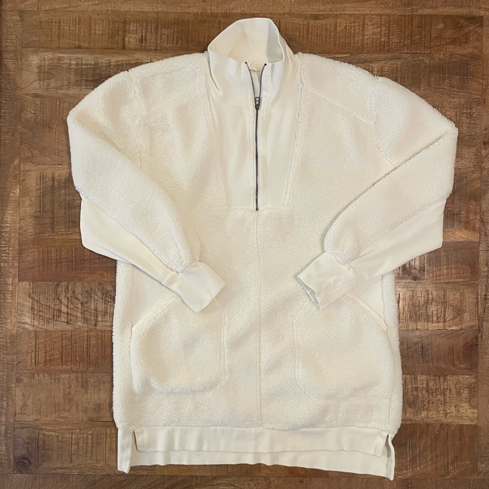 Daily Practice by Anthropologie Sherpa Half-Zip Pullover Mini Dress